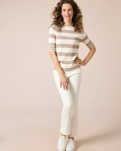 Halbarm-Pullover gestreift