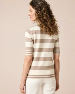 Halbarm-Pullover gestreift
