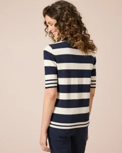 Halbarm-Pullover gestreift