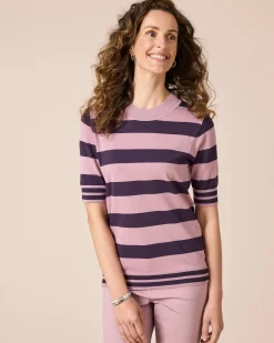 Halbarm-Pullover gestreift