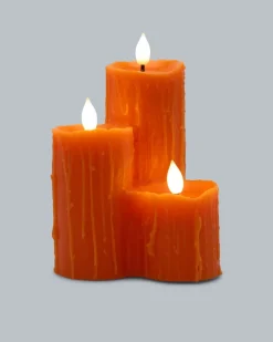 Halloween LED-Kaminkerze mit 3 Flammen