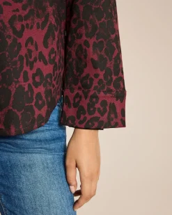 Hemdjacke aus Denim mit Leo Print