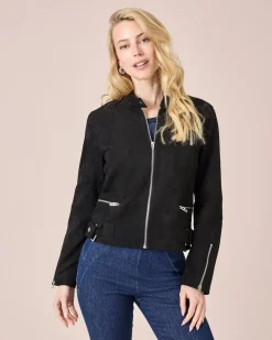 Jacke aus Wildlederimitat
