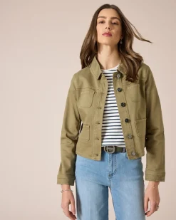 Jeansjacke mit aufgesetzten Taschen
