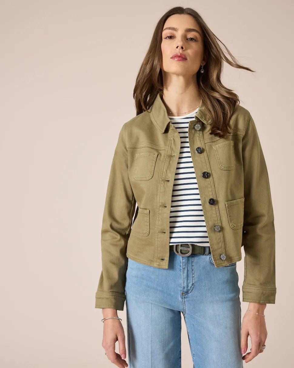 Jeansjacke mit aufgesetzten Taschen