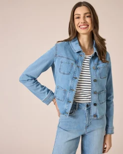 Jeansjacke mit aufgesetzten Taschen