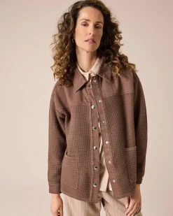 Jeansjacke mit Materialmix