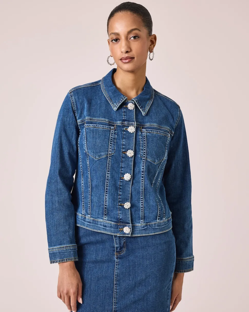 Jeansjacke mit Schmuckknöpfen