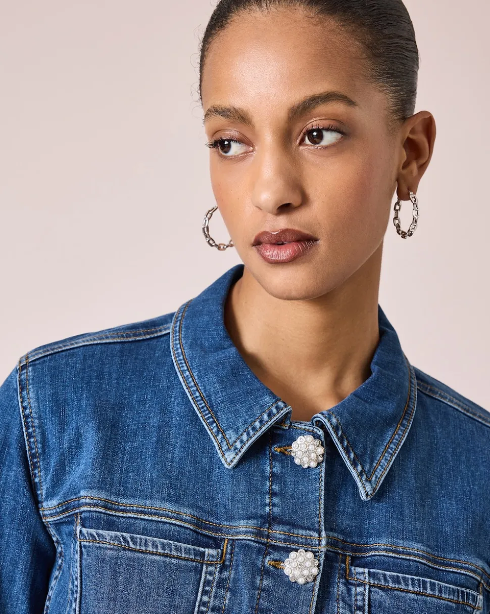 Jeansjacke mit Schmuckknöpfen
