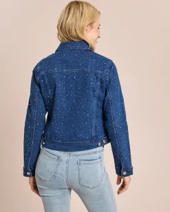Jeansjacke mit Strasssteinen