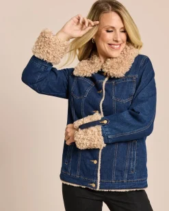 Jeansjacke mit Webpelz