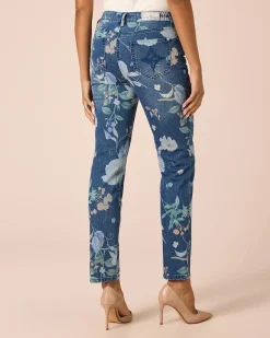 Jeans mit Blumen-Print