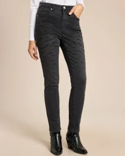 Jeans mit Tiger-Strass-Motiv