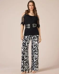 Jerseyhose mit Blätterdruck