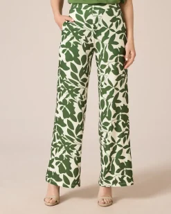 Jerseyhose mit Blätterdruck