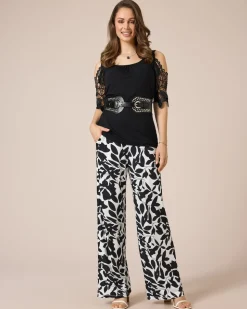 Jerseyhose mit Blätterdruck
