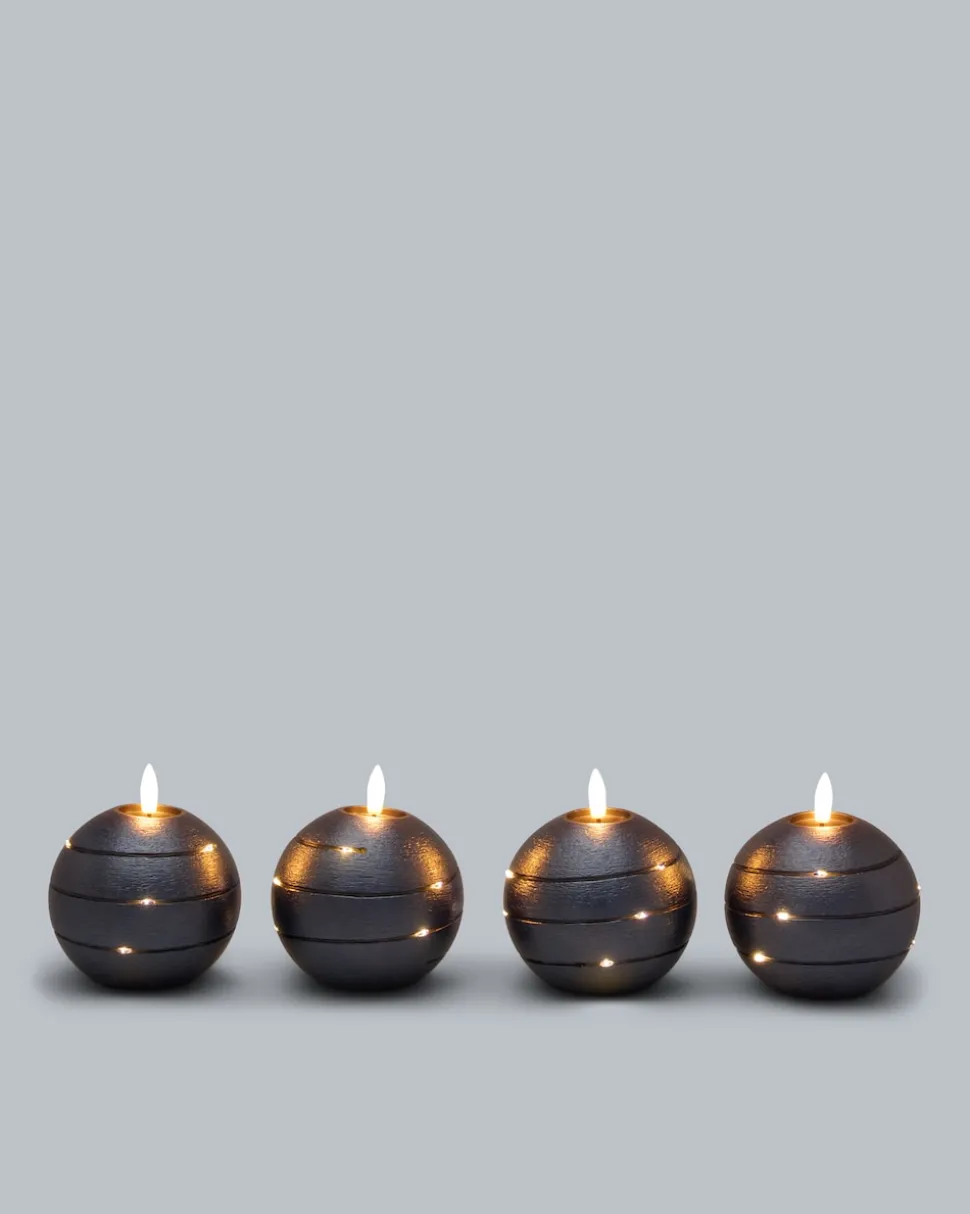 Kugelkerzen mit LED-Draht, 4tlg.