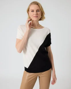Kurzarmpullover in Bicolor-Optik