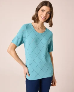 Kurzarmpullover mit Ajourmuster
