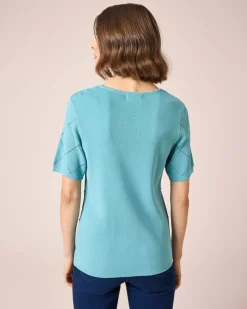 Kurzarmpullover mit Ajourmuster