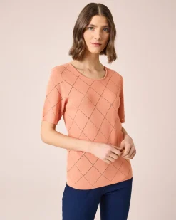 Kurzarmpullover mit Ajourmuster