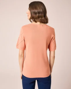 Kurzarmpullover mit Ajourmuster