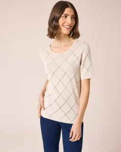 Kurzarmpullover mit Ajourmuster