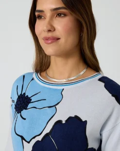Kurzarmpullover mit Blumendruck