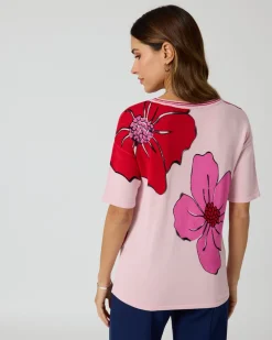 Kurzarmpullover mit Blumendruck