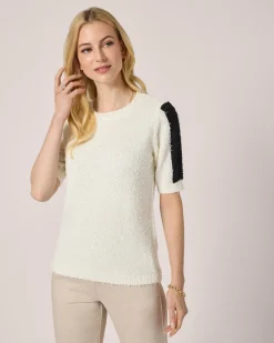 Kurzarm-Pullover mit Kontrast-Detail