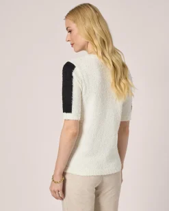 Kurzarm-Pullover mit Kontrast-Detail