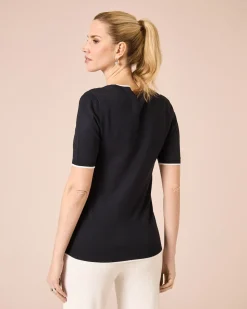 Kurzarm-Pullover mit Kontrasteinsatz
