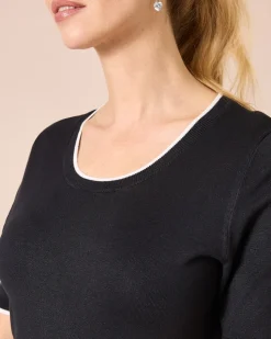 Kurzarm-Pullover mit Kontrasteinsatz