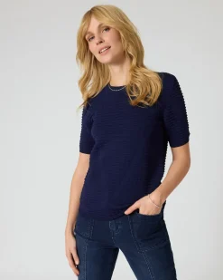 Kurzarmpullover mit Struktur