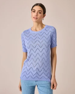 Kurzarmpullover mit Zick-Zack-Muster