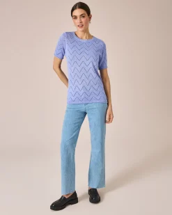 Kurzarmpullover mit Zick-Zack-Muster