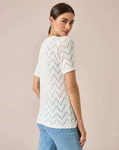 Kurzarmpullover mit Zick-Zack-Muster