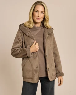 Kurzmantel zum Wenden in Shearling-Optik