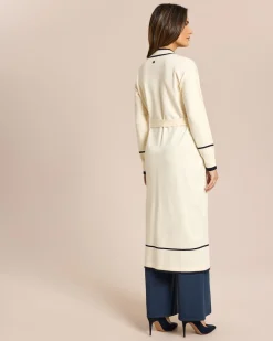 Langer Cardigan mit Kontrast Details