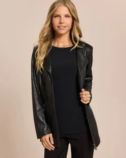 Lederimitatjacke mit Bikerelementen
