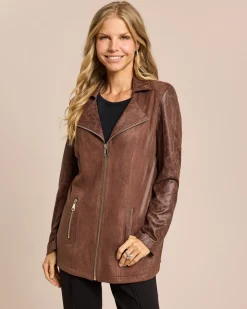 Lederimitatjacke mit Bikerelementen