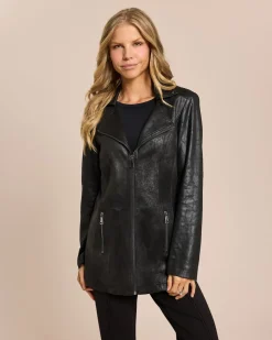 Lederimitatjacke mit Bikerelementen