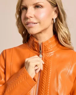 Lederimitatjacke mit Flechtdetails