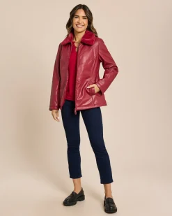 Lederimitatjacke mit Webpelzkragen