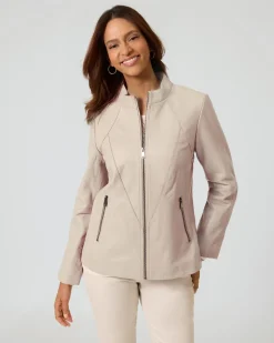 Lederjacke mit bedrucktem Futter