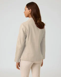Lederjacke mit bedrucktem Futter