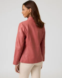 Lederjacke mit bedrucktem Futter