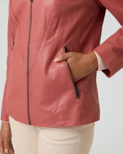 Lederjacke mit bedrucktem Futter