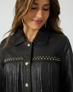 Lederjacke mit Fransen