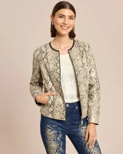 Lederjacke mit Snakeprint